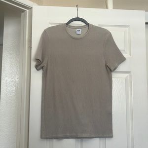 Zara Mens Short Sleeve Ribbed Tee